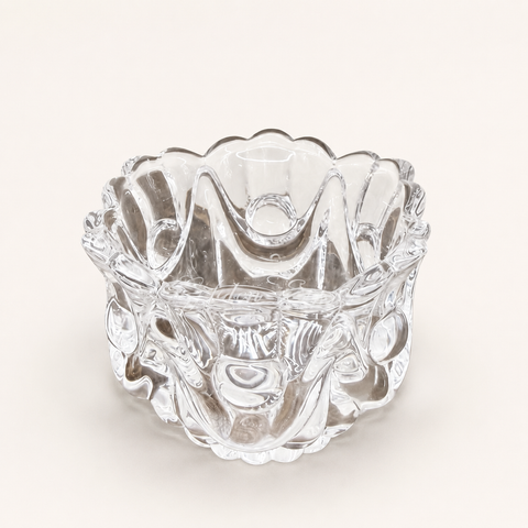 Small Glass Scalloped Candle Holder