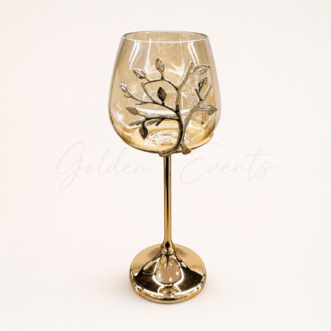 Gold Glass 13" Candle Holder