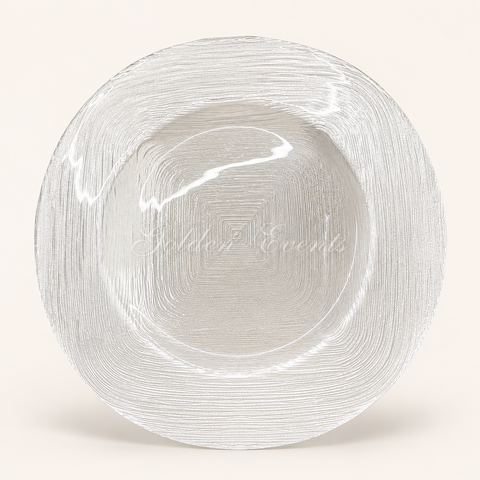 Glass Silver Geometric 13" Charger
