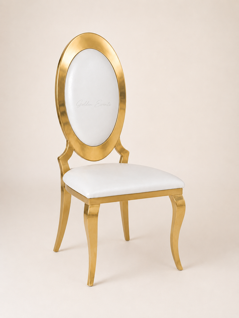 Bride/Groom Gold Oval w/ White Chair