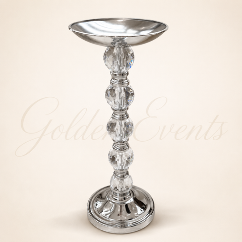 Silver w/ Crystal 18" Tall Flower Stand Centerpiece