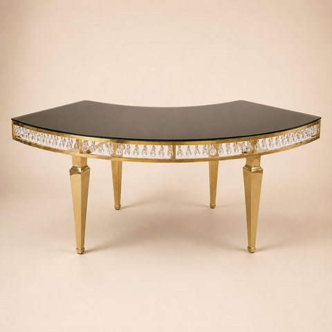 Metal Mirror top Serpentine Table (Crystal Optional)