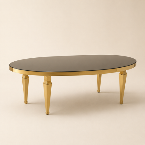 Metal Mirror top Oval Groom/Bridge Table
