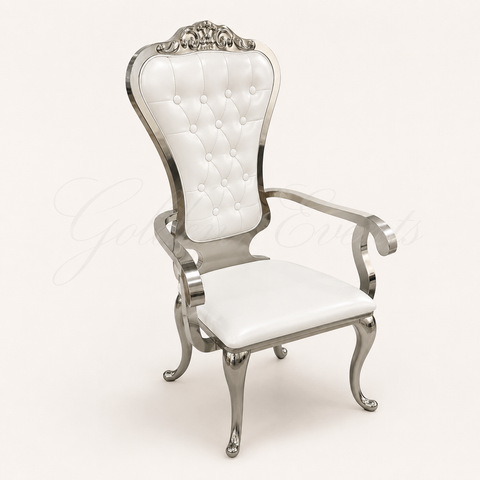 Bride/Groom Armed Silver Chair