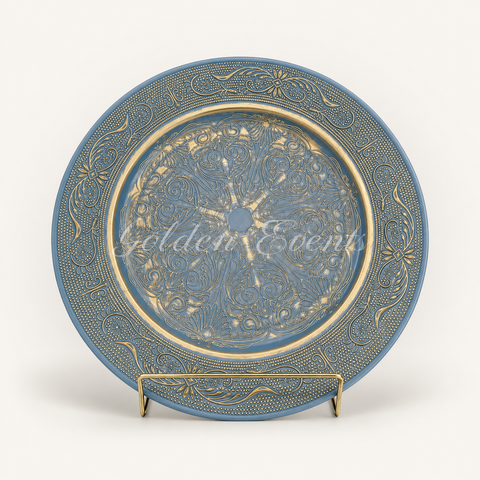 Plastic Dusty Blue And Gold 13" Charger
