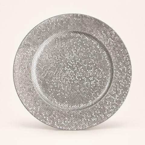 Plastic Silver Honeycomb 13" Charger