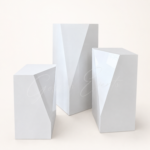 3 Pcs White Geometric 42" 30" 24" Flower Stand