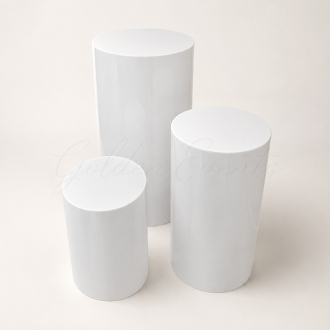 3 Pcs White Cylindrical 36" 27" 20" Flower Stands