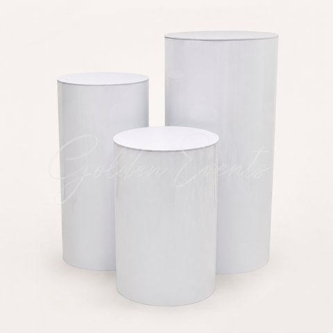 3 Pcs Cylindrical White 36" 29" 24" Flower Stands