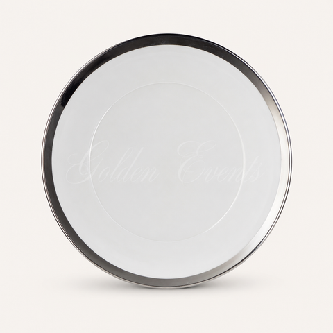 Glass White w/ Silver Rim 8" Salad/Dessert Plate
