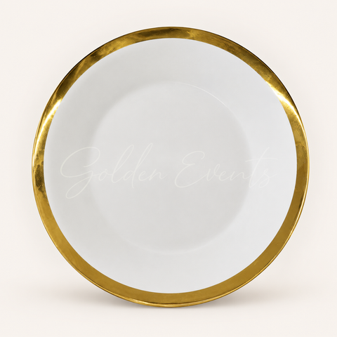 Glass White w/ Gold Rim Salad/Dessert 8" Plate