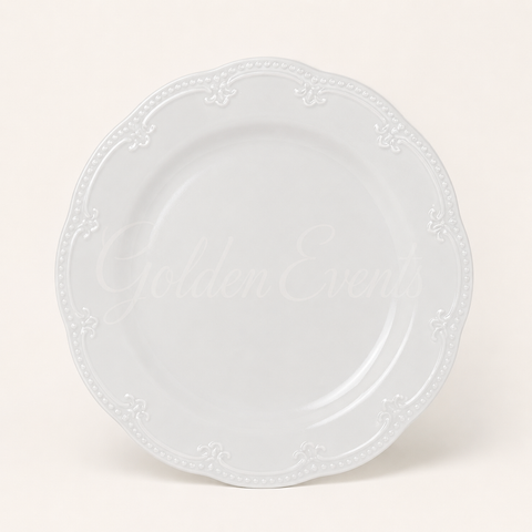 Glass White Scalloped Salad/Dessert 8" Plate