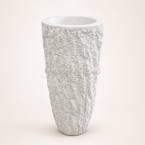 White Stone 37" Textured Flower Vase