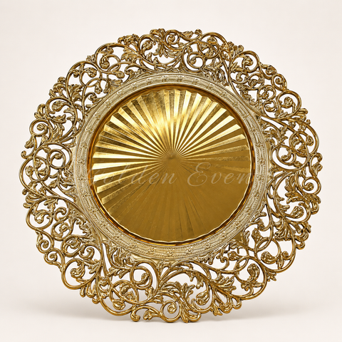 Plastic Gold Sunburst 13" Charger