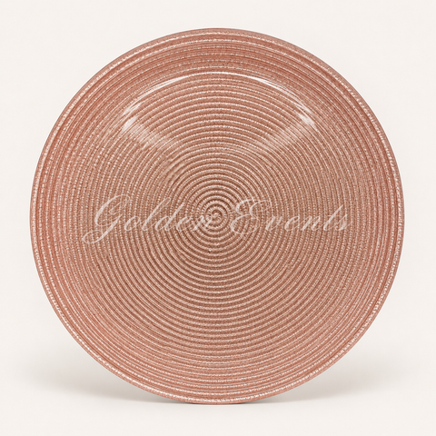 Glass Rose Gold Spiral 13" Charger