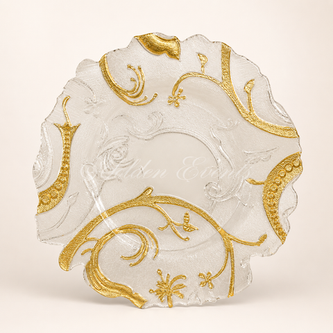 Glass Clear And Gold 13" Charger