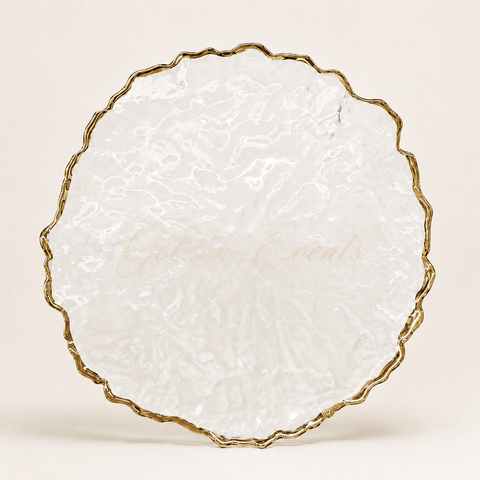 Glass Clear Gold Rim 13" Charger