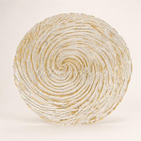 Glass Clear Gold Spiral 13" Charger