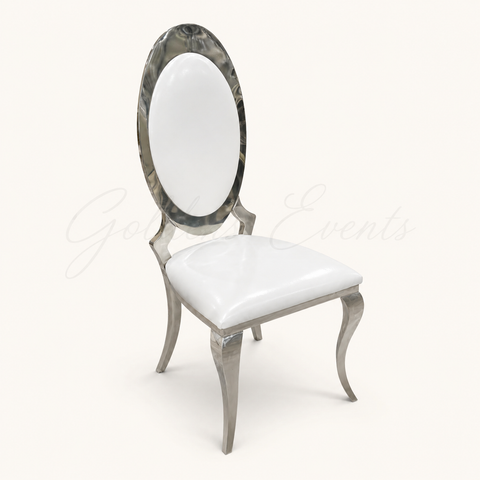 Bride/Groom Silver Oval w/ White Chair