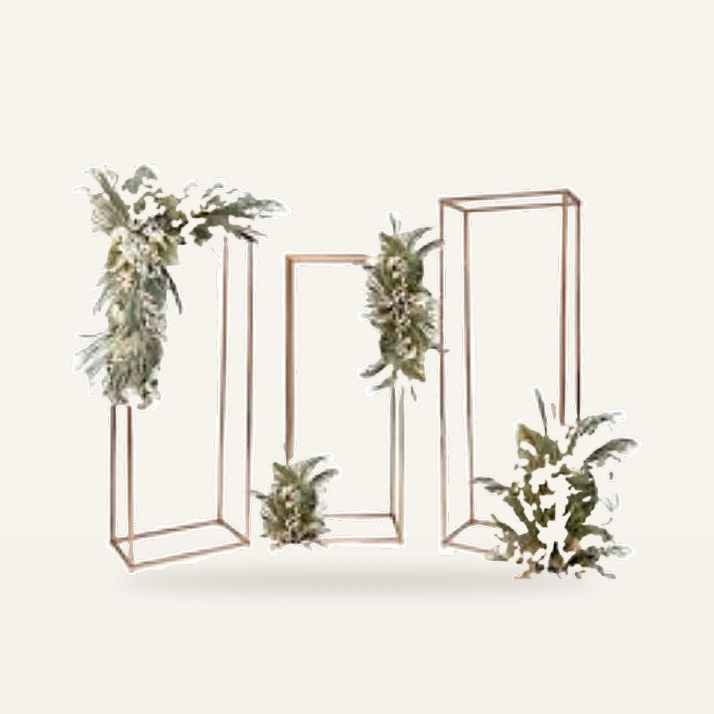 3 Pcs Gold Flower Pillar Stands 71" 79" 79"