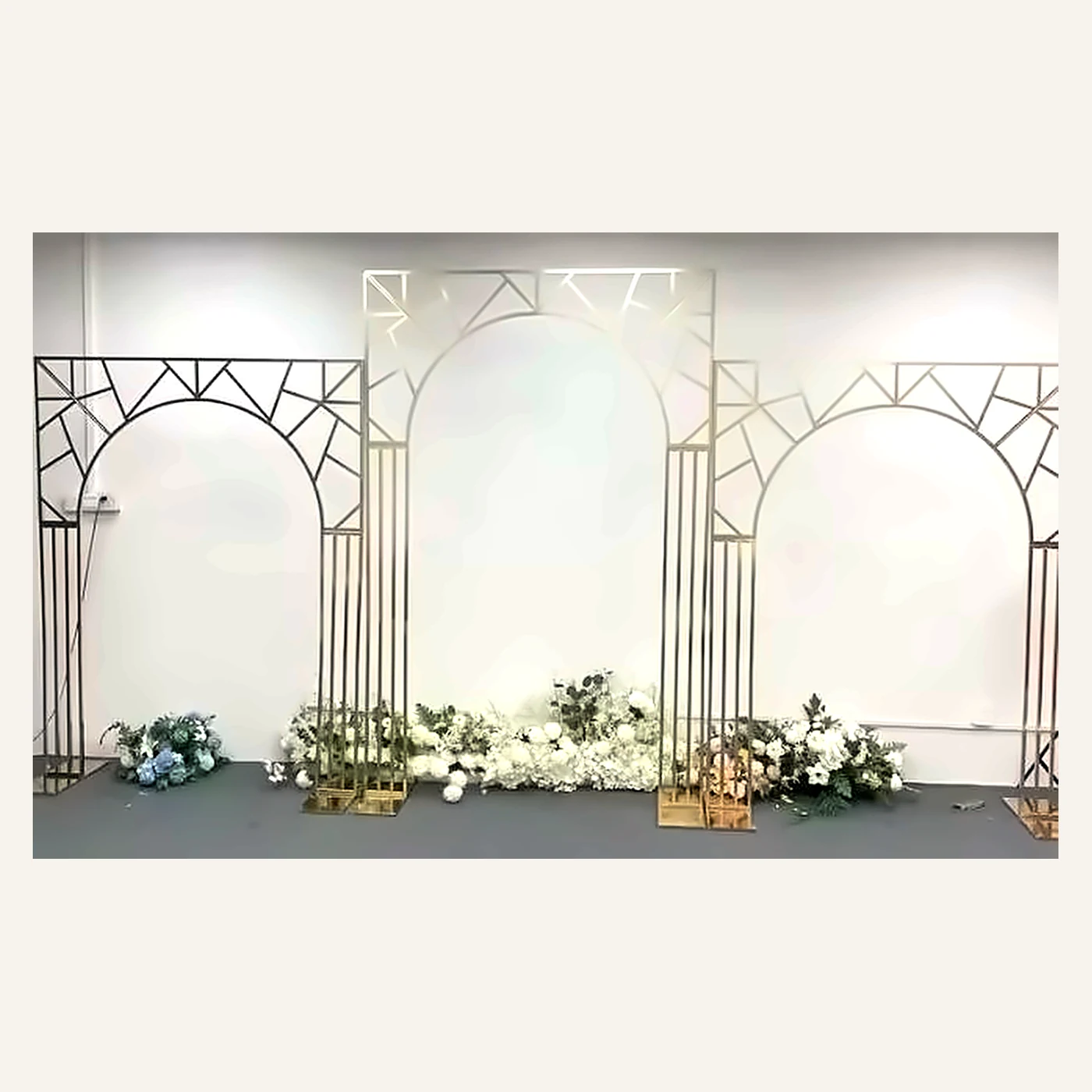 3 Pcs Gold Geometric Arch Backdrop Set
