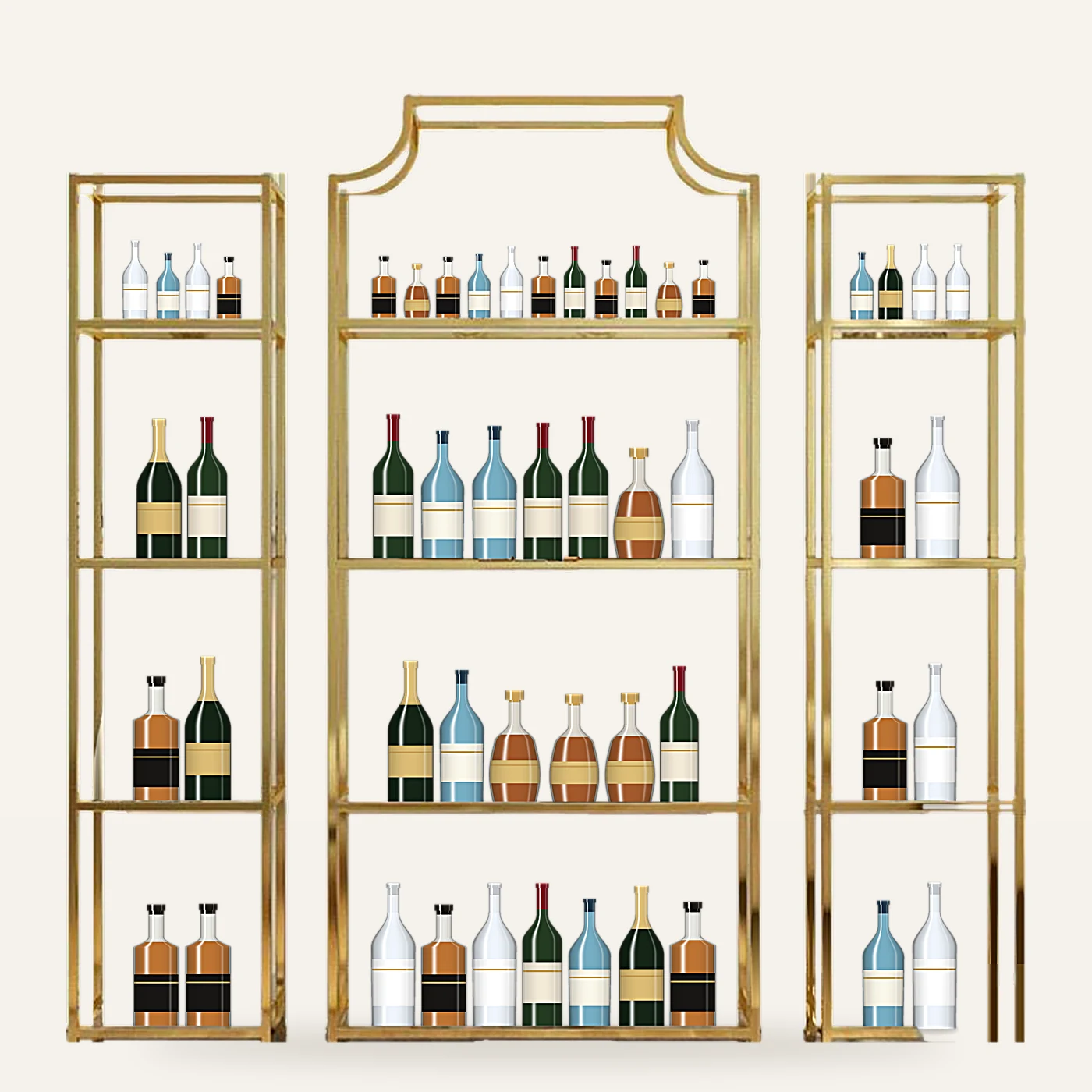 Glass Bar Display Shelving (Gold, Chrome or Black)